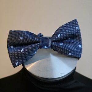 Navy Blue Bow Tie with White Dots